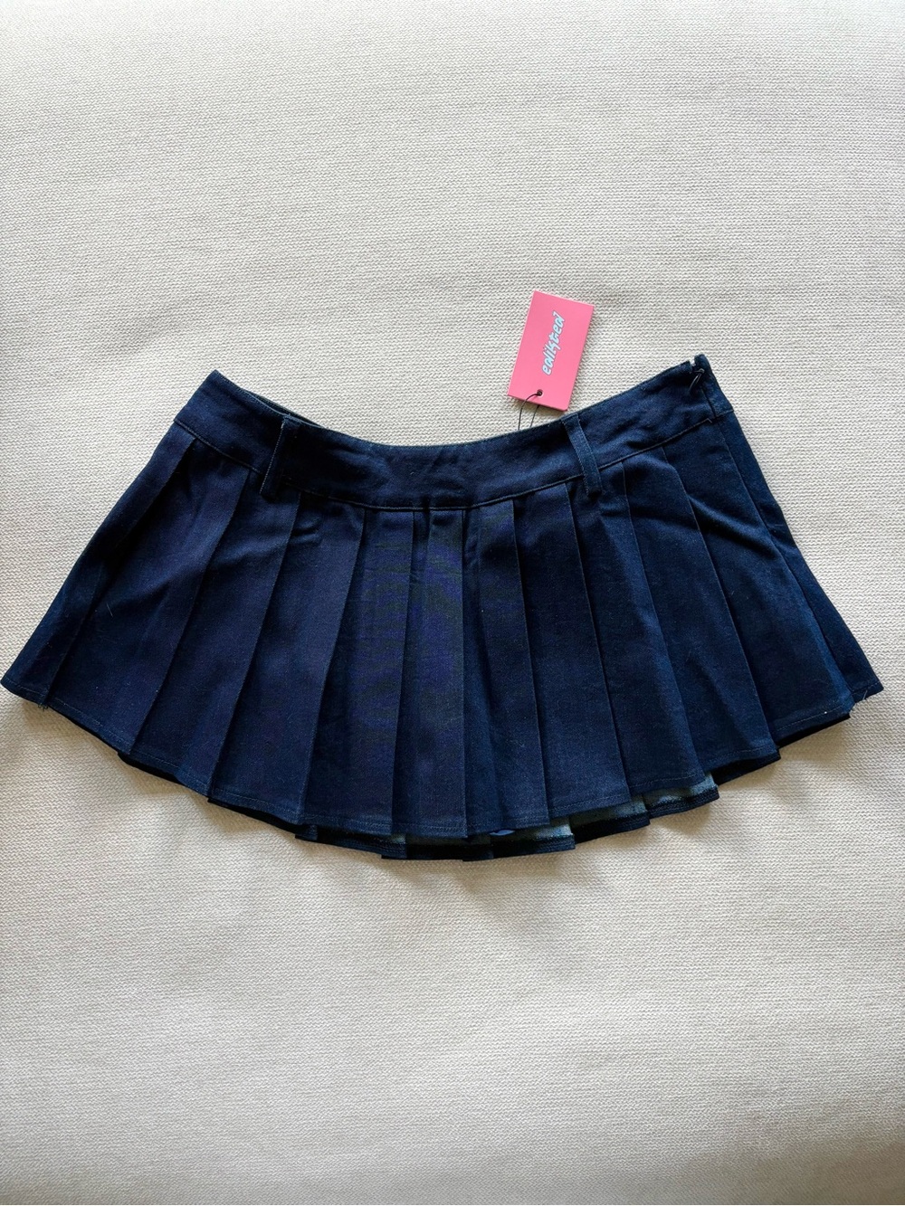 Edikted Navy Pleated Mini Skirt